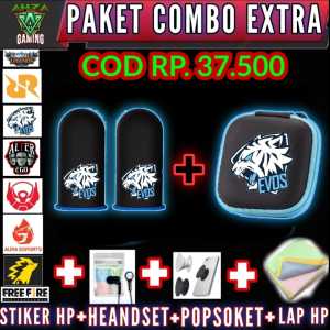 SARUNG JEMPOL GAMING PAKET HEMAT 6 IN 1 / ISI 6 ITEM | EVOS RRQ ONiC Sarung Tangan Game Ml Ff Pubg Anti Slip Tangan Jari Anti Basah Touchreen Gaming