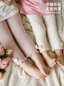 Spring Autumn Knitted Long Tube Socks for Girls Dance Pants Cotton Blend Fabric No Fleece Middle Waist Elastic Belt