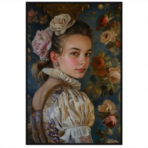 Tranh treo tường tranh dán tường chân dung cô gái đẹp cổ điển Châu Âu sơn dầu in canvas. CGI - 396