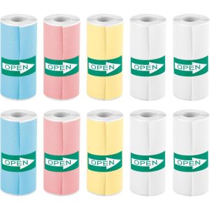 Thermal Photo Printing Sticker Paper 57x25mm Self-adhesive for Portable Printers Kid Instant Cameras Pink Blue Yellow White