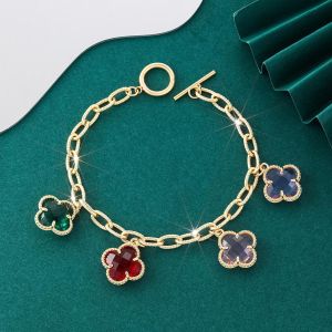 K-Style of Simple and Personalized Clover Four-Leaf Clover Bracelet Niche Design Fashionable and Exquisite Hand Jewelry Female Forest Style Fairy Spirit