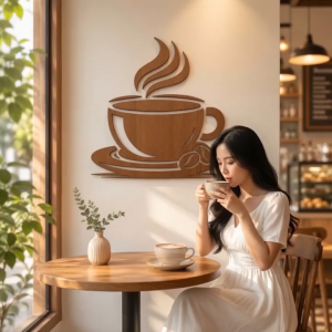 Tranh Gỗ 3D Ly Cà Phê Treo Tường MDF Decor Quán Cafe Phòng Bếp Góc Chill Vintage
