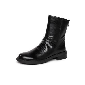 REEMOOR | Retro British Style Round Toe Thick Heel Elevating Chelsea Ankle Boot