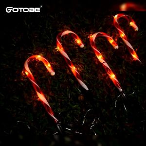 5pcs Solar Christmas decoration Candy Cane Lights 64cm Outdoor Waterproof Pathway Lawn Solar led light strip 8 Modes Solar Fairy lights