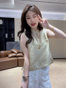 YUFUQING | New Chinese Style Retro Button Up Stand Collar Sleeveless Shirt Women Summer High End Solid Color Top Thin Commute Fashion