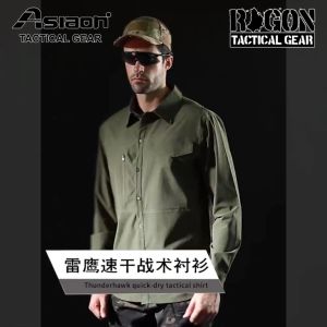 RAGON Asiaon Tactical Style Long Sleeve Polo Shirt Casual Wear Clothing Quick Dry and Breathable Water-resistant Elastic Material