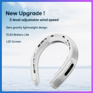 Taoxilife New Neck Hanging Fan 6000mAh Rechargeable Soft Silicone Material Portable Fan Silent LED Digital Display Mini Neck Fan