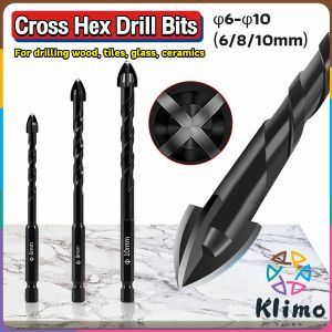 KLIMO Cross Hex Tile Ceramic Drill Bits for Glass Ceramic Concrete Hole Opener 6/8/10mm