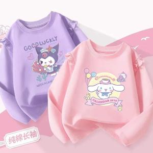 Áo Thun Dài Tay Cotton Nguyên Chất Dễ Thương Cho Bé Gái Mùa Xuân Thu Phong Cách Mới Thường Ngày Thời Trang Trẻ Em Trung Niên Và Lớn
