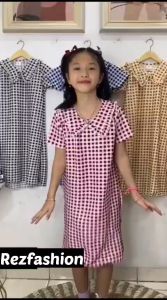 DRESS TURUN NAIK ANAK MOTIF KOTAK l TURUN NAIK KOTAK ANAK