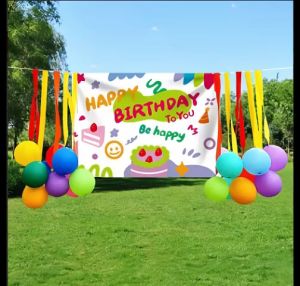 ส่งสินค้าทุกวัน ป้ายผ้าวันเกิด happy birthday backdrop ผ้าตกแต่ง ของ ตกแต่ง วันเกิด มีหลายแบบ ป้ายผ้าพื้นหลังตกแต่งผนัง