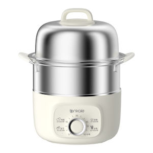 ankale多功能家用不锈钢煮蛋器双层定时自动断电防干烧带蒸碗电蒸锅