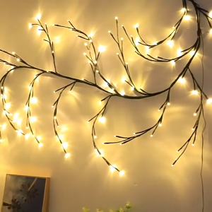 LED Vine Tree String Lights – Flexible Branch Wall Decor with 8 Modes for Home Party and Holidays