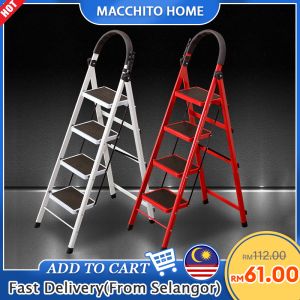 Step Ladder Foldable Home Indoor Tangga Lipat Murah 3 / 4 / 5 / 6 Step Foldable Ladder Steel Pipe Heavy Duty Heavyduty with Pedal