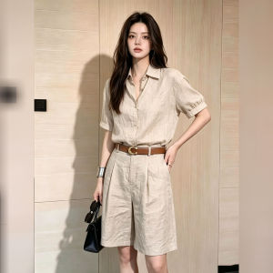 DANTING | Elegant Linen Shirt and Shorts Set 2PC