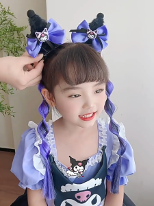 Kuromi Headbands Princess Hair Bands Ties Girls Colorful Wigs Ponytail Hair Clips Headwear Braid Kids Gift Accessories