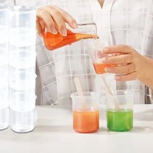 10/20ชิ้น 100 มล ถ้วยตวงใส / ถ้วยตวงพลาสติกพร้อมตาชั่ง / เหยือกตวงที่แม่นยำแบบใช้ซ้ำได้ / ภาชนะสำหรับอบขนมในห้องปฏิบัติการ