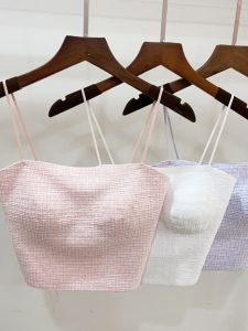 New Arrival Classic Style Sling Female Pure Color All-Matching Short Beautiful Back Tank-Top Female Seamless Integrated Pad off-Neck Tube Top Summer