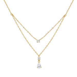 สร้อยคอจี้รูปไข่รีบเพทาย3เม็ด • กันน้ำไม่เสื่อมเสีย • สร้อยคอแฟชั่นเครื่องประดับ NL331สตรี Solis