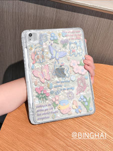 เคสซิลิโคน Apple iPad แบบพับสามครั้งพร้อมช่องใส่ปากกา ลายดอกไม้แพนด้า ปกป้องได้อย่างสมบูรณ์แบบสำหรับ iPad pro 10.5 นิ้ว