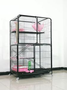Mobile Cat Cage Large 2 3 Tingkat 4 Level Pets Cages Cat House Indoor Villa with Wheels