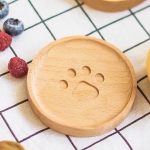 Anti-skid Coasters Bear Paw Pattern Creative Wooden Pastry Plate Tea Coffee Cup Potholder Milk Snack Anti-scalding Tray