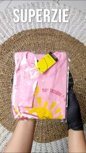 Kaos anak cewek distro Lengan panjang Motif Matahari Lucu warna pink bahan adem sablon plastisol