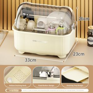 MIVOFIVO | Drip Dry Dishware Storage Box With Lid