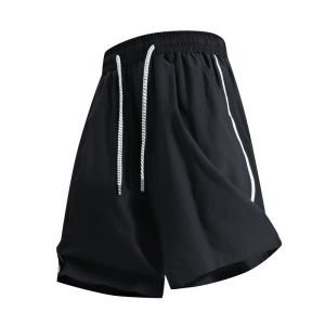 Summer Mens Shorts Cool Sportswear Running Sport Shorts Casual Bottoms Gym Fitness Training Jogging Short Pants Men Black Gray