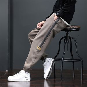 ROMON | Lormen Mens Fleece Lined Casual Pants Autumn Winter New Style Heavyweight Sweatpants Loose Cuffed Warm Spring Long Trousers