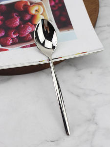 High-End Dessert Spoon Coffee Spoon 18/10 Stainless Steel Adult Pure Color Restaurant Home Use Sweet Spoon Western Cutlery