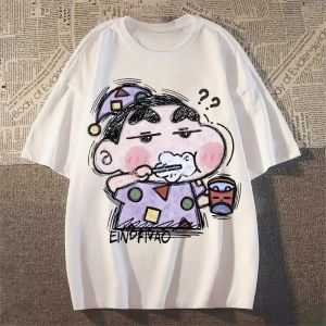 Bandai | 2026 Summer Fashion Crayon Shin-chan Cat Cosplay Mens Cotton O-Neck Short Sleeve T-shirt Breathable Cute Anime Streetwear Kids