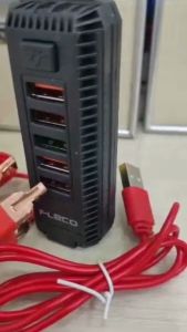 Charger Handphone Dari Arus Aki Casan HP Dari Aki Motor / Mobil | Charger Multifungsi FLECO ZS-11 | ( bisa aki 12v & 24v DC ) 5 PORT USB + LAMPU LED 3W + KABEL CABANG 2 (Micro USB dan N90) | Casan hp / Charger HP ~ BRO