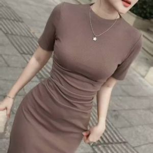Đầm Cổ Tròn Ôm Body Chất Gân Tăm Mềm Mịn Tôn Dáng Cực Xinh (Freesize 40-58kg)
