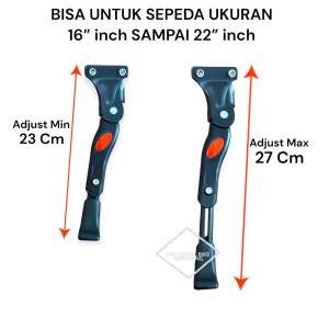 (( ADJUSTABLE 23cm - 27cm )) Standar Sepeda Ukuran 16 18 20 22 24 inch Lipat Seli BMX Anak Adjust Stand Samping Kick Stand Bicycle Jagul Jagang Jagrak Sepeda Bahan Alloy Aluminium