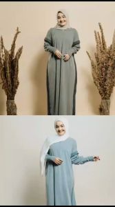 MADHARSHOP Giana Dress Batwing Wanita Zipper Depan Polos Basic Bahan Rib Knit Allsize Jumbo