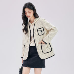 Chic Tweed Style Coat Loose and Thick
