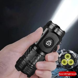 Portable High Brightness 3 LED Flashlight with Type-C Charging Power Display Mini Outdoor Light for Fishing Camping