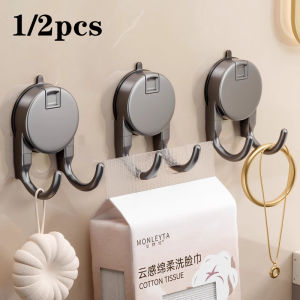 1/2pcs Reusable Suction Cup Hook No-Drill Removable Double Hanging Hook Kitchen Bathroom Towel Clothes Hanger Holder Hooks Rack