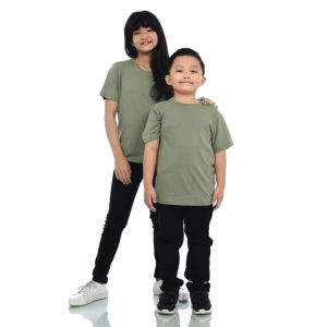 Kaos Polos Anak Oneck Lengan Pendek Bahan Katun Combed 30s Warna Sage Green