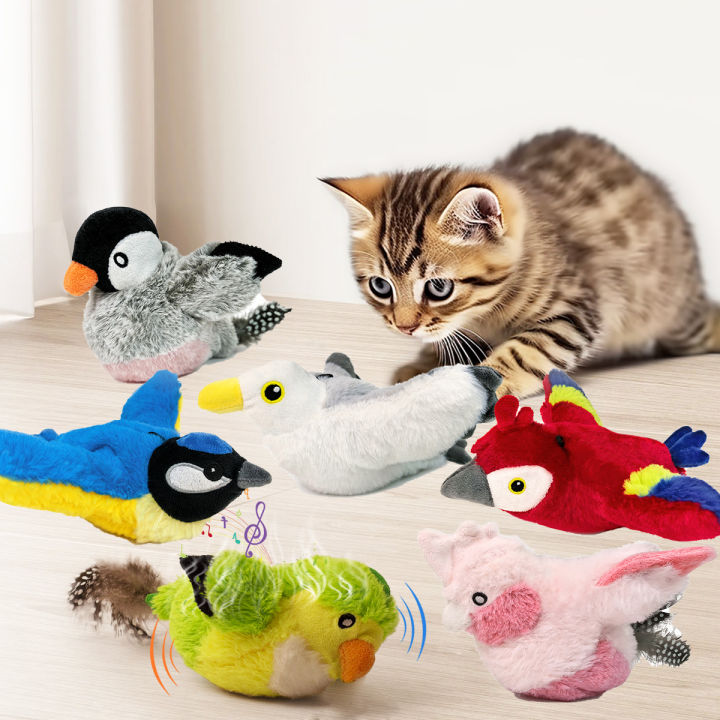 Flapping Bird Cat Automatic Toy Rechargeable Interactive Chirping