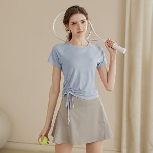 Kuisan High-End Yoga Sports Womens Short Sleeve T-Shirt Slimming Running Pilates Training Fitness Summer Clothing