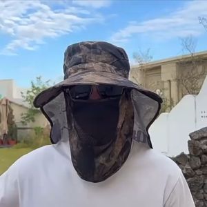 Topi Masker Anti Matahari /Topi Cadar Penutup Wajah / Topi Bucket Rimba / Rimba Hat / Topi Hiking-Gunung Bucket Rimba Fashion Pria Wanita Anti UV