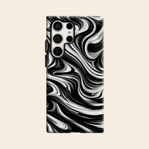 Black White Liquid Swirl Luxury Fashion Full Lens Protective Case for Samsung Galaxy S26 S25 S24 A56 A36 Plus Ultra