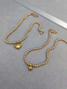 Huo Ting Rewards ~ Exquisite Mini Beanie Bracelet 18K Gold Hypoallergenic Elegant Simple Heart-Shaped Bracelet