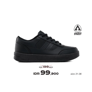 Aerostreet 31-36 Airstrike All Black - Sepatu Sneaker Casual Sekolah