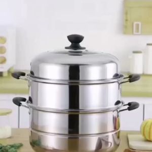 Stainless Steel 2-Layer Thick Steamer Set Multifunctional Soup Steam Pot Steaming Cooking Pots Rust Resistant Keimav