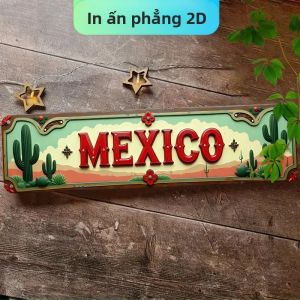 CIFbuy | Biển Hiệu Kim Loại Cổ Điển Mexico 2D Trang Trí Tường Phẳng Có Lỗ Sẵn Phù Hợp Làm Quà Tặng Ngày Lễ Lý Tưởng Cho Nhà Quán Bar Gara