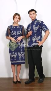 Baju Couple Tenun Ananta Series Motif Sumba Biru Seragam Kondangan Pesta