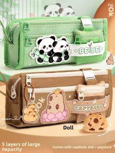 MONLEYTA | New Capybara Pencil Case High Aesthetic Value Elementary School Children Stationery Box Large Capacity Super Large Pencil Box Set For Junior High School Girls